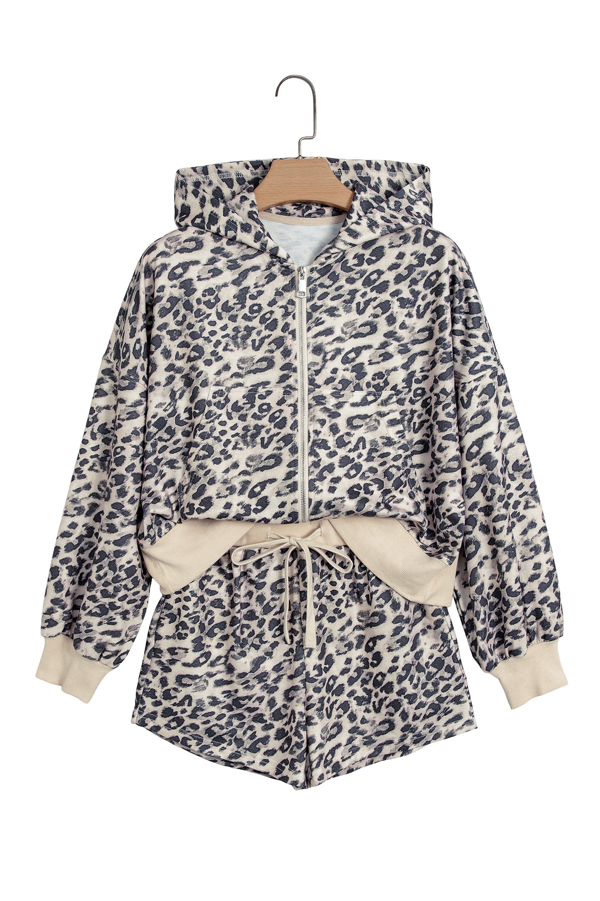 Leopard Zip-Up + Shorts Set