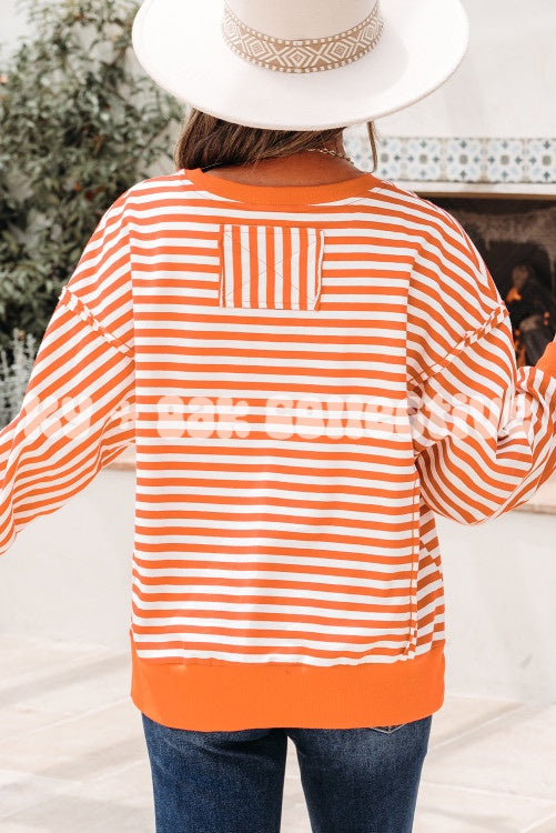 Orange Stripe Exposed Seam Top