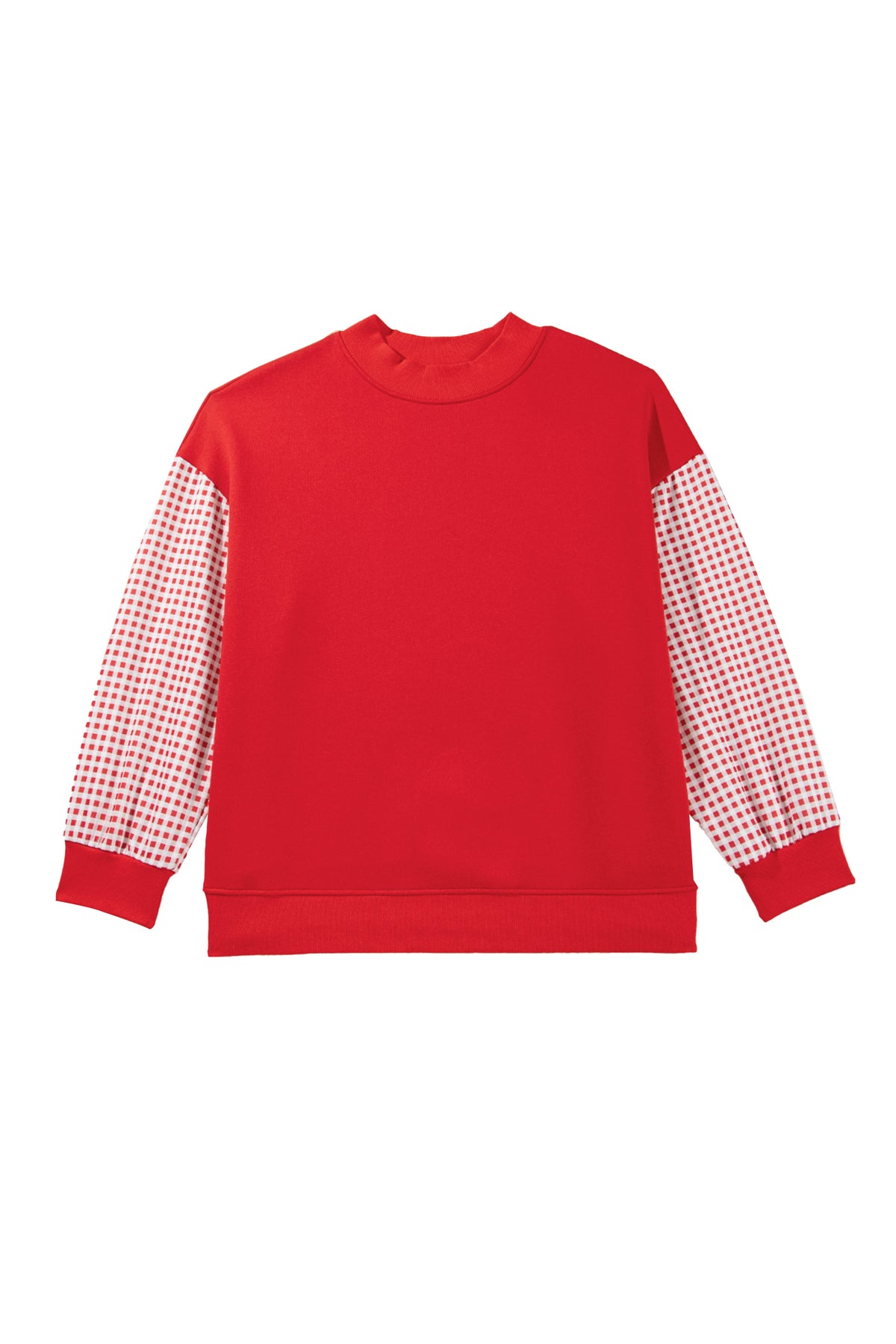 Patchwork Plaid Loose Fit Long Sleeve Plus Size Sweatshirt