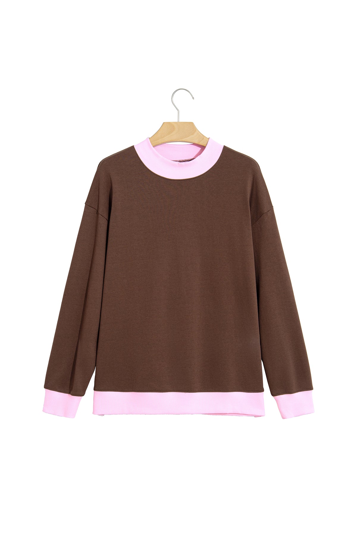 Colorblock Trim Crewneck Long Sleeve Pullover Sweatshirt