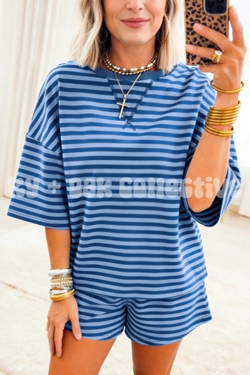 Blue Striped Lounge Set - RTS