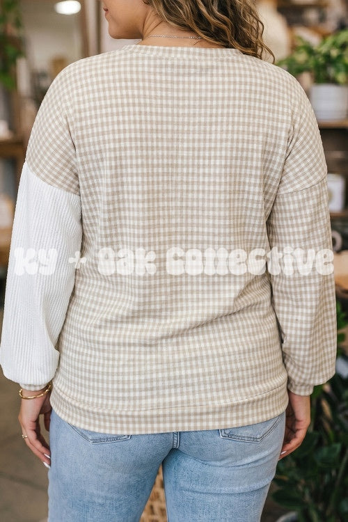 Khaki Patchwork Long Sleeve Top
