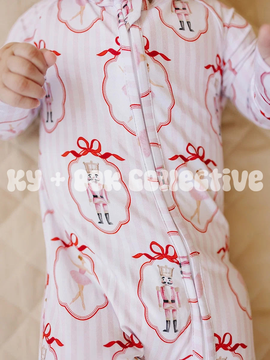 Bamboo Zip Romper | Pink Nutcracker
