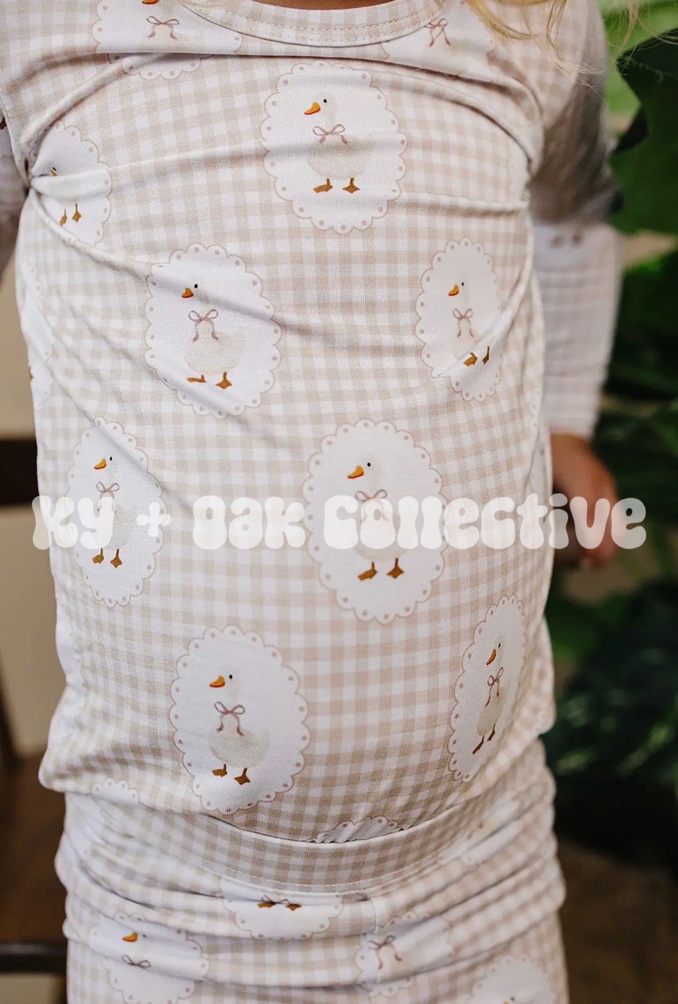 Bamboo Two Piece Set | Gingham + Geese - RTS