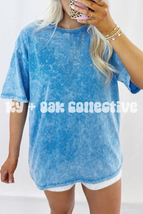 Cotton Mineral Washed Oversized Tee | Blue - RTS