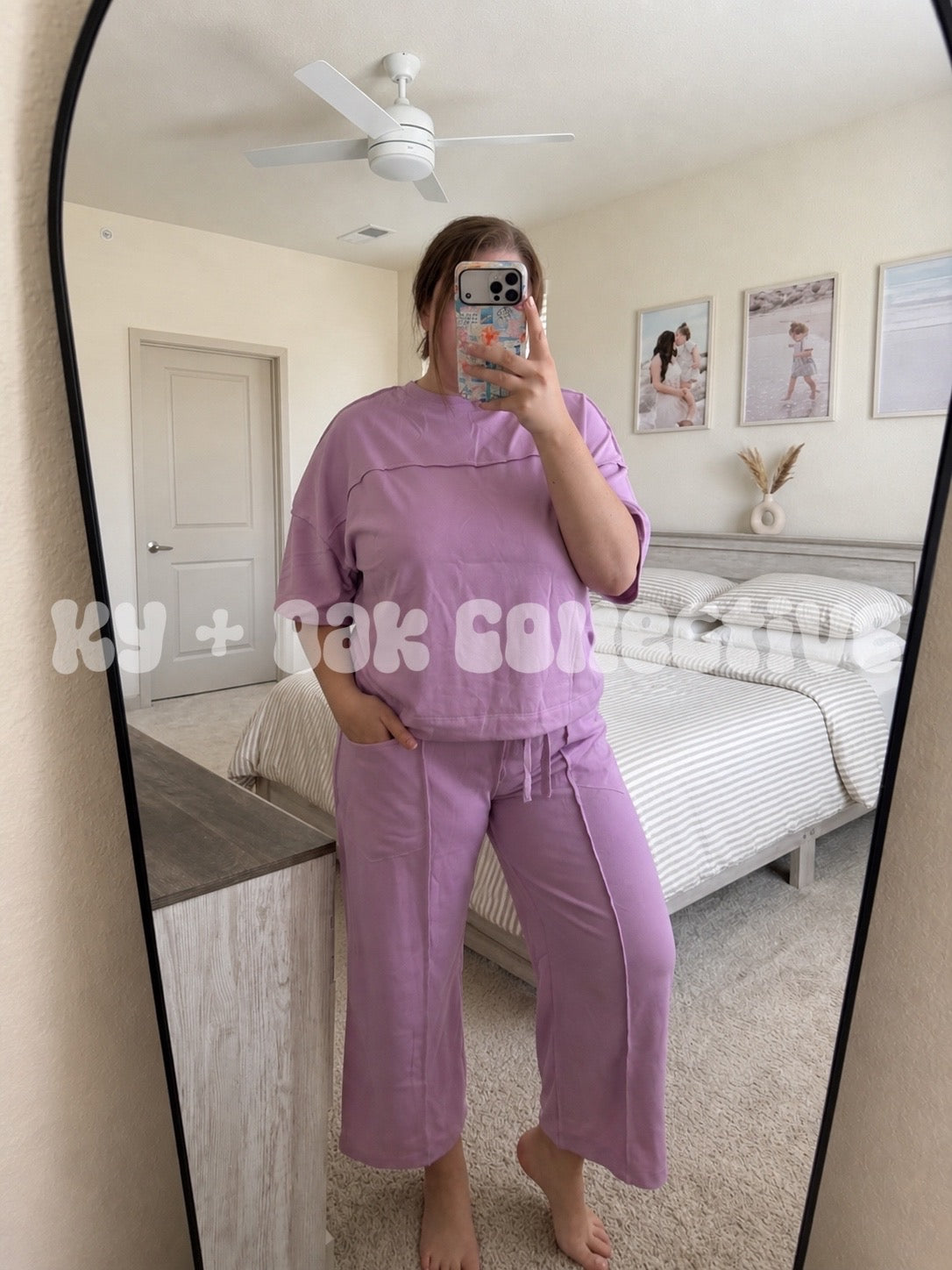 Purple Lounge Tee + Barrel Pants Set - RTS