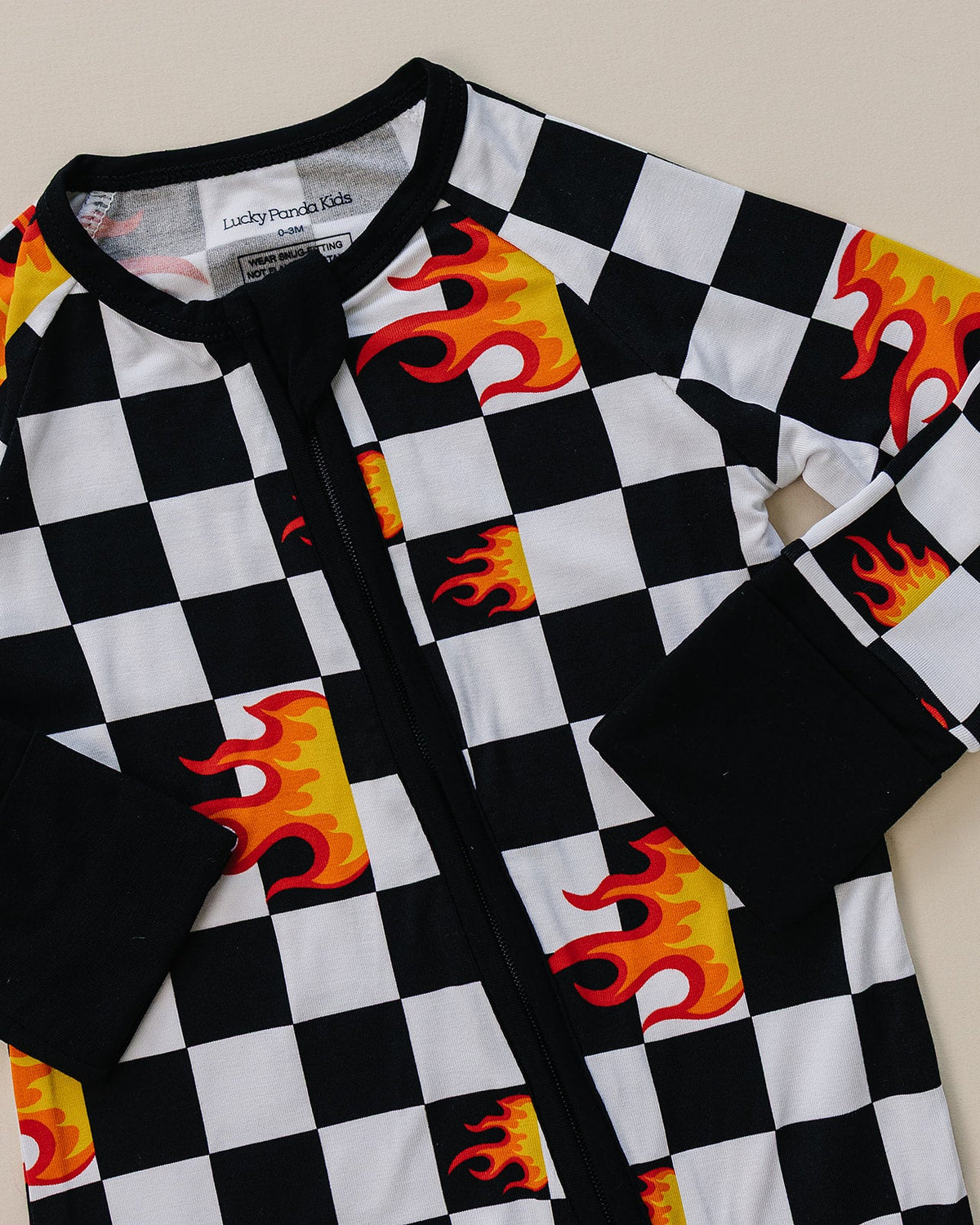 Bamboo Zip Romper | Checker Blaze