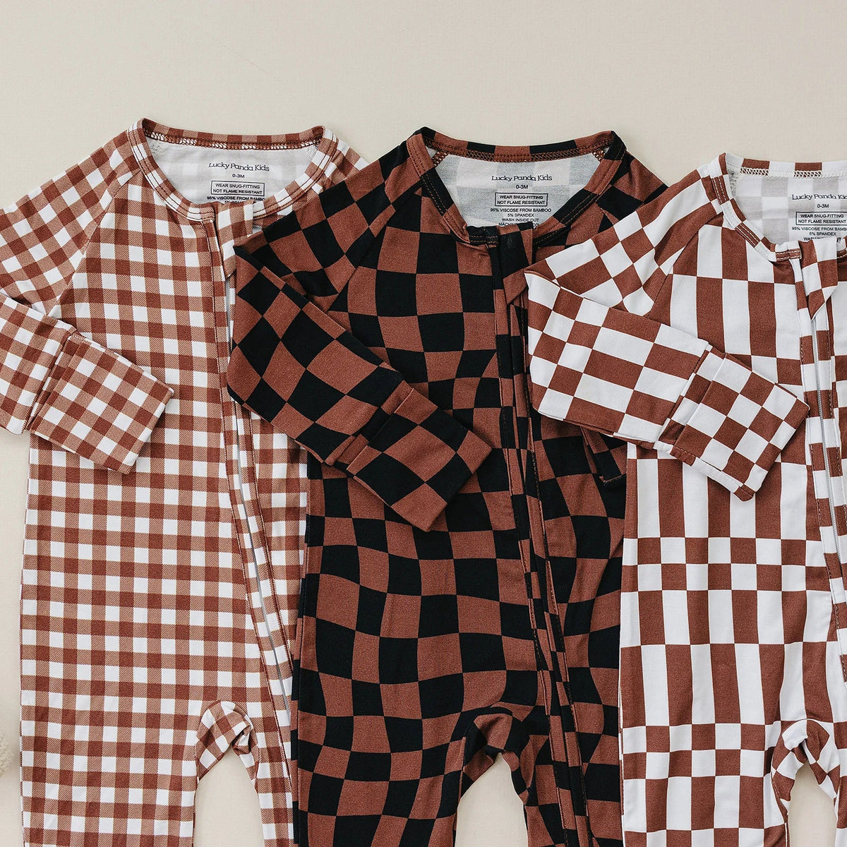 Bamboo Zip Romper | Chocolate Gingham