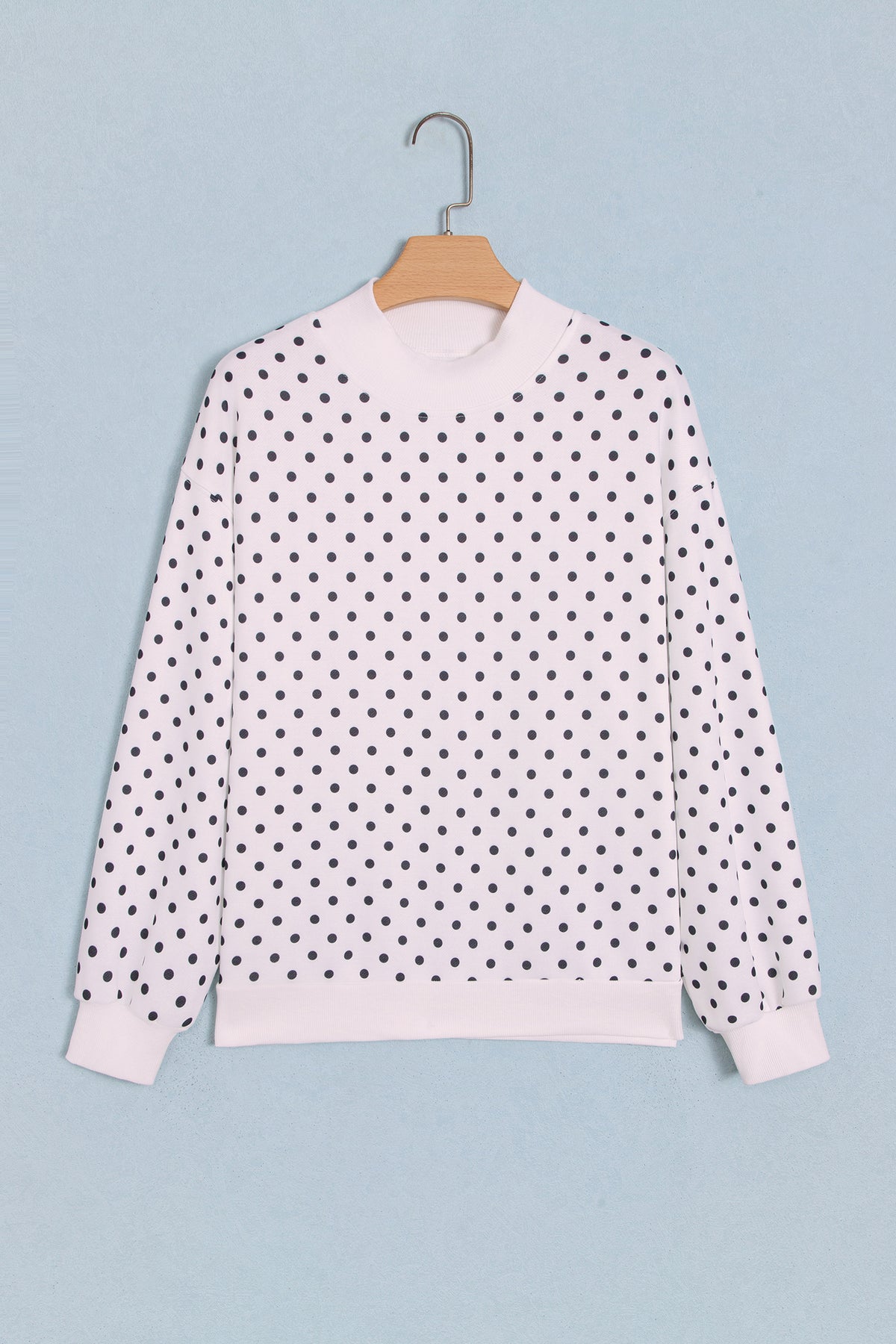 Casual Polka Dot Mock Neck Sweatshirt