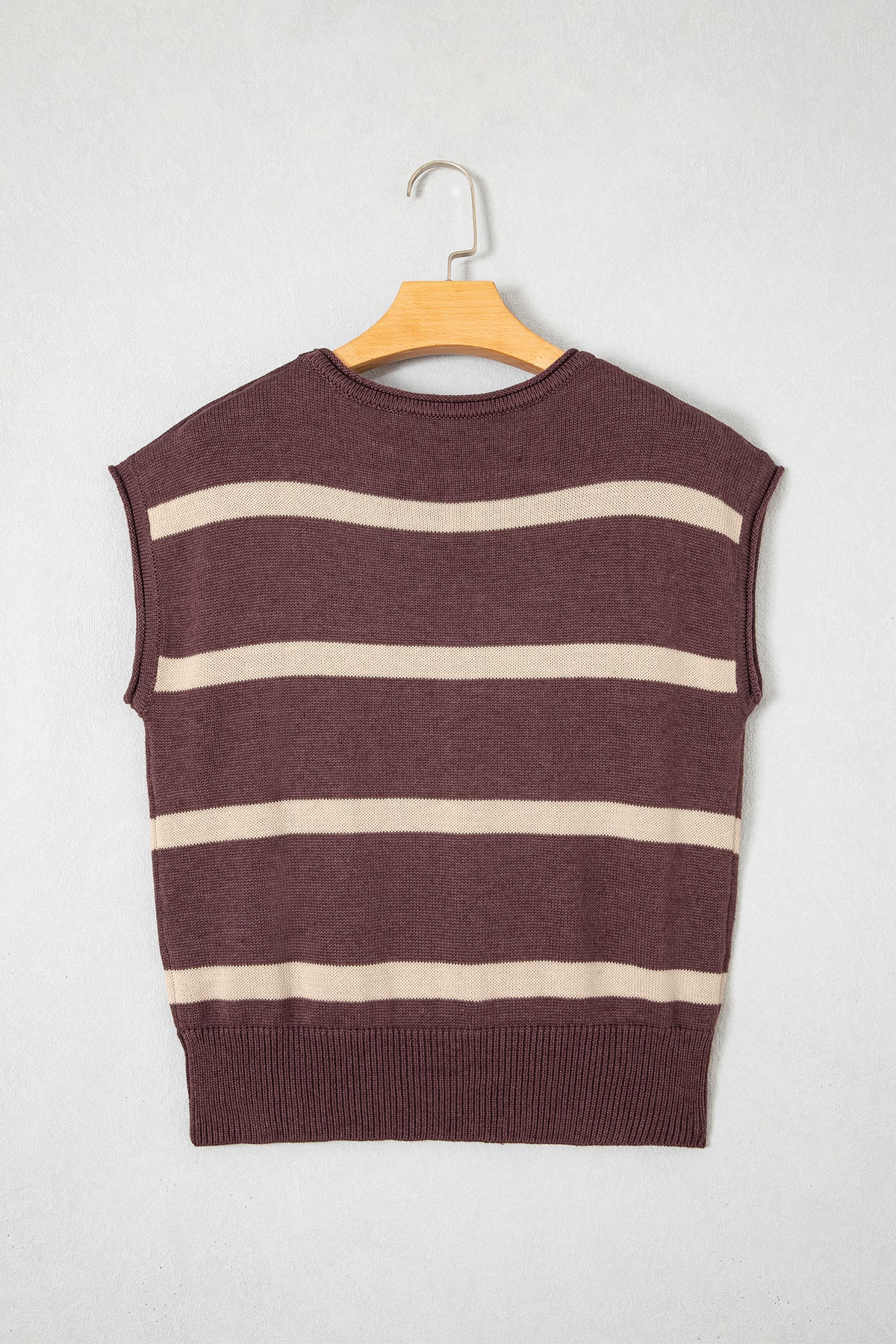 Striped Knit Short Sleeve Sweater