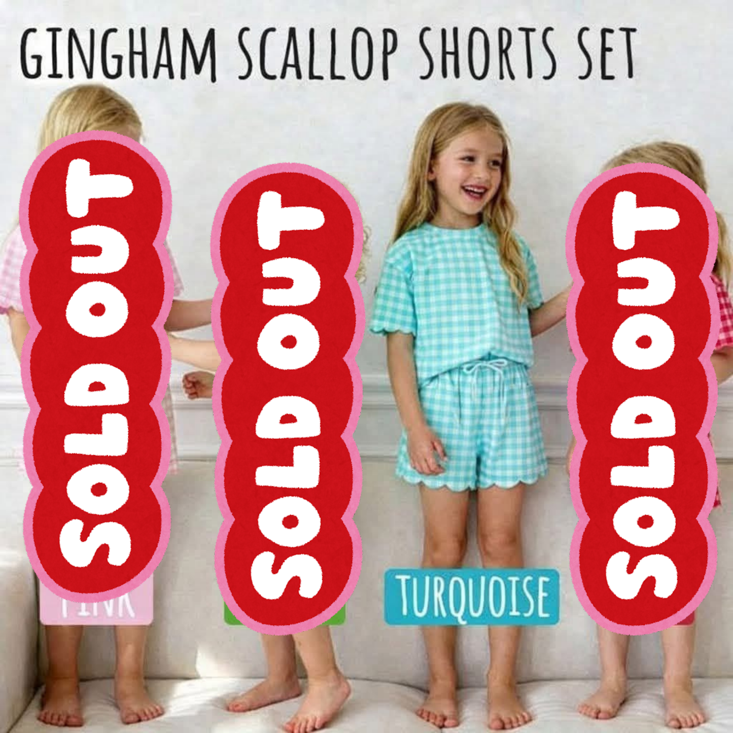 Scalloped Set | Turquoise Gingham - RTS