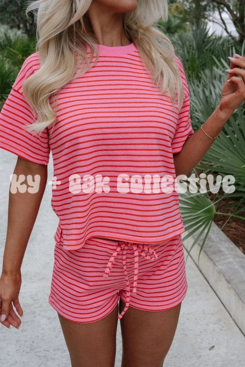 Rose Stripe Knit Lounge Set