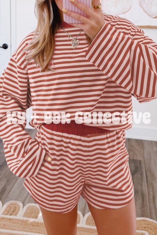Relaxed Long Sleeve Striped Lounge Set
