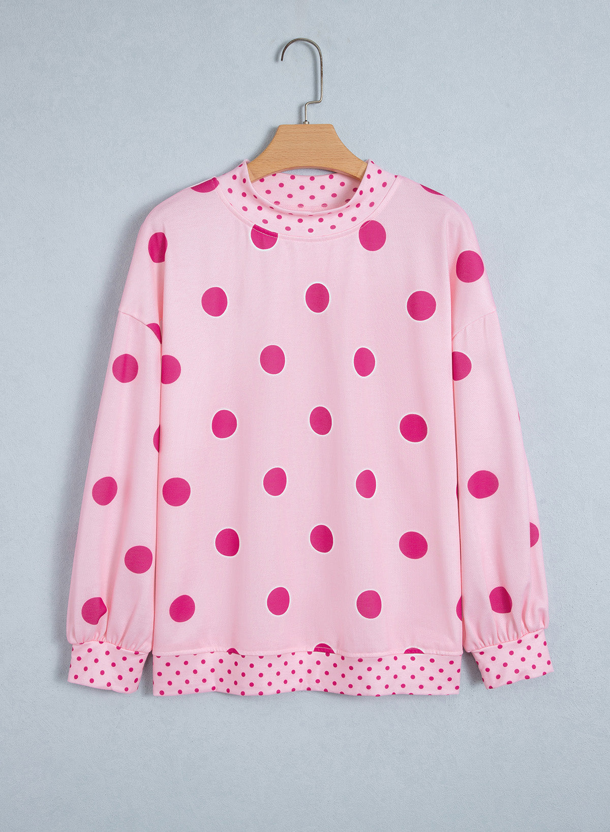 Polka Dot Print Contrast Detail Oversized Sweatshirt