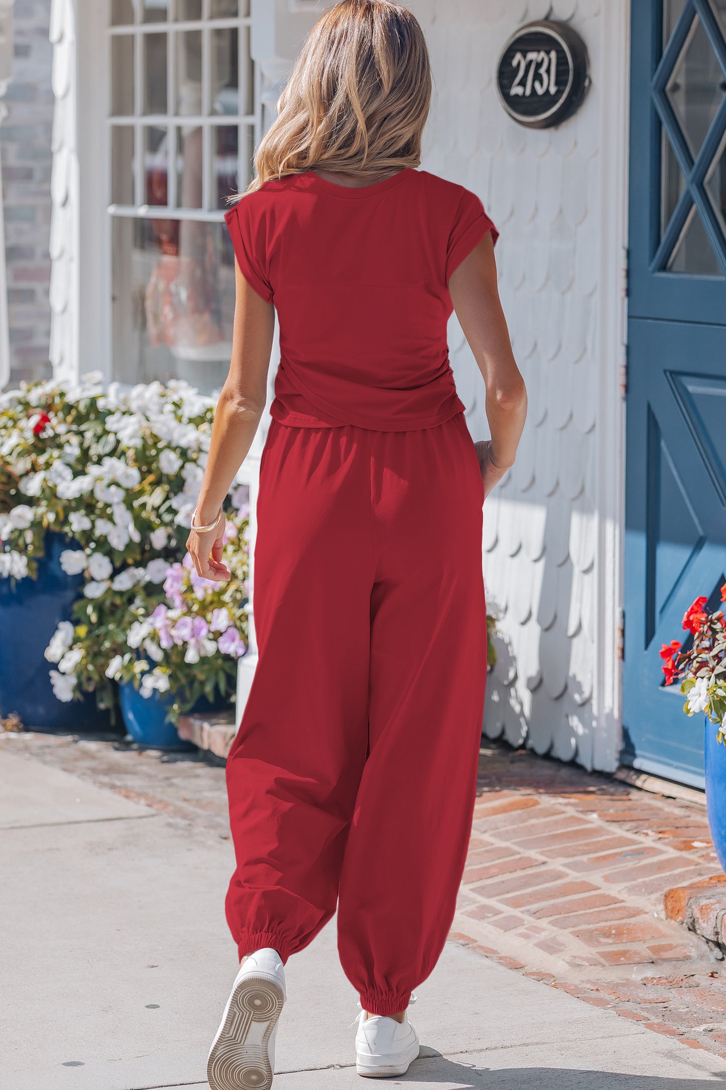 Moonlight Jade Solid Color Cropped Tank Top and Jogger Pants Set