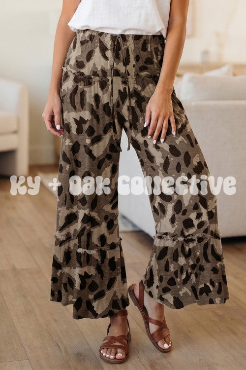 Leopard Print Wide Leg Pants