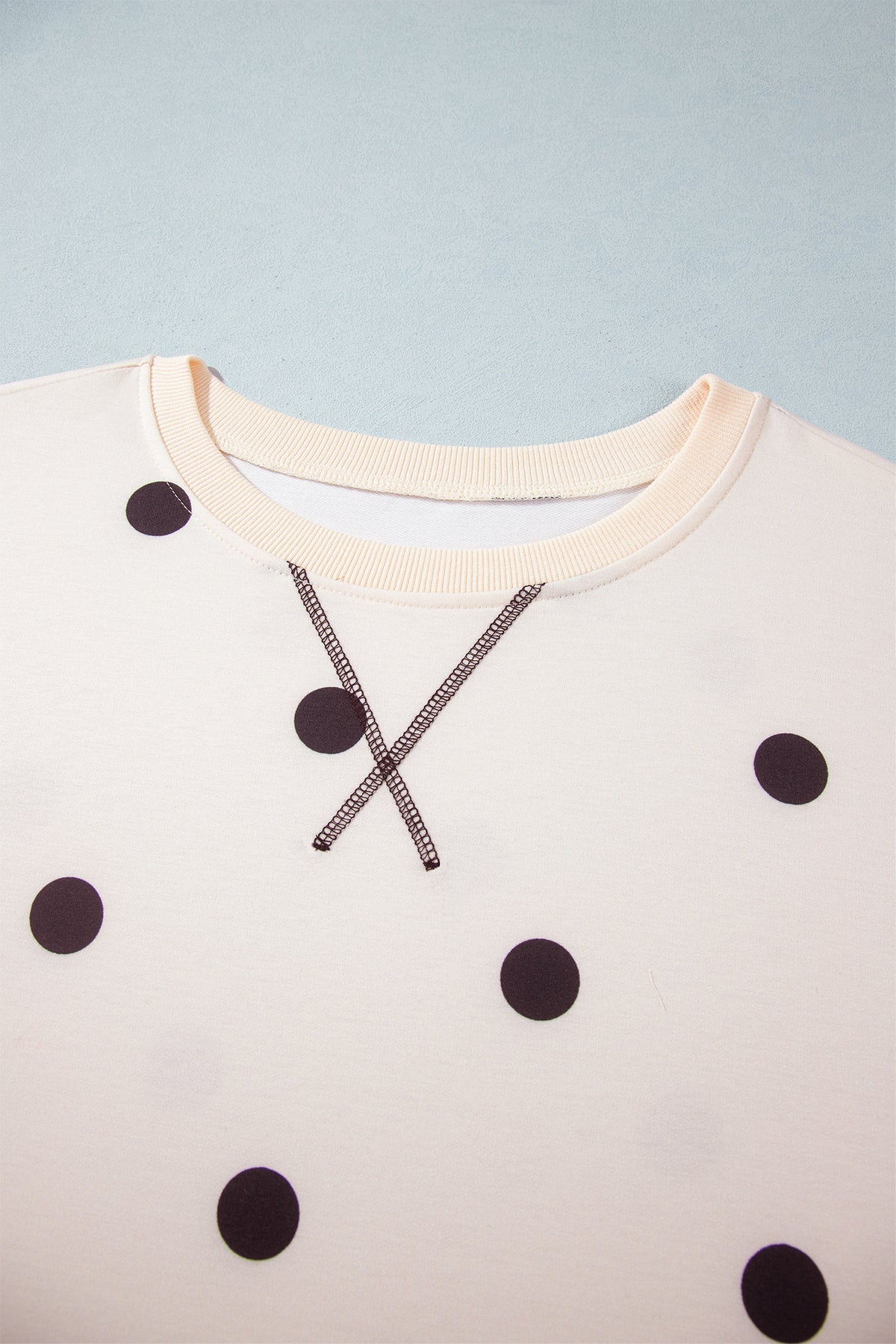 Yellow Round Neck Long Sleeve Polka Dot Plus Size Top