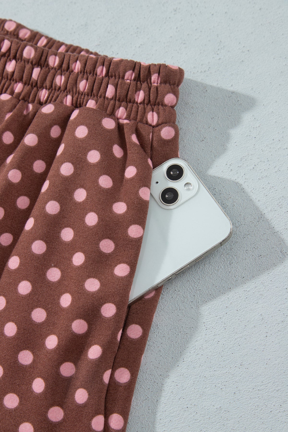 Polka Dot Contrast Baggy Pullover and Elastic Waist Shorts Set