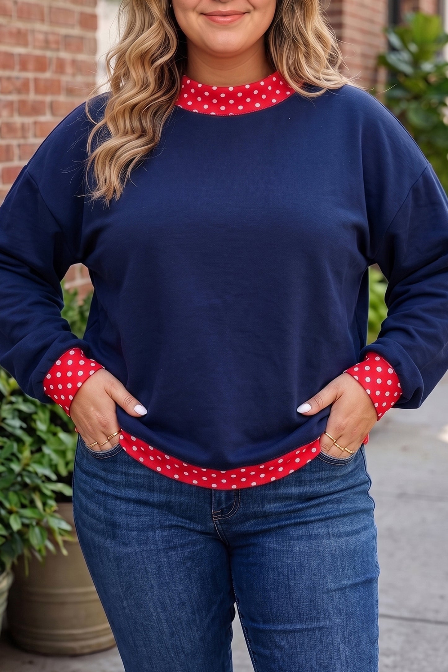 Polka Dot Accents Sweatshirt