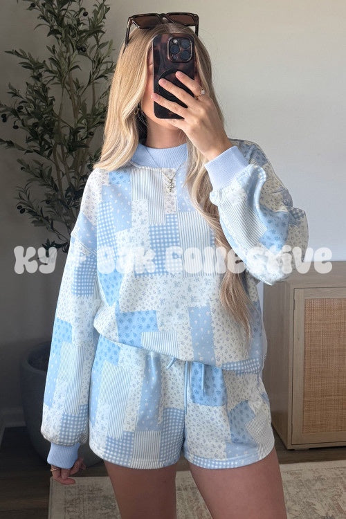 Floral Patchwork Long Sleeve Lounge Set - Multiple Colors