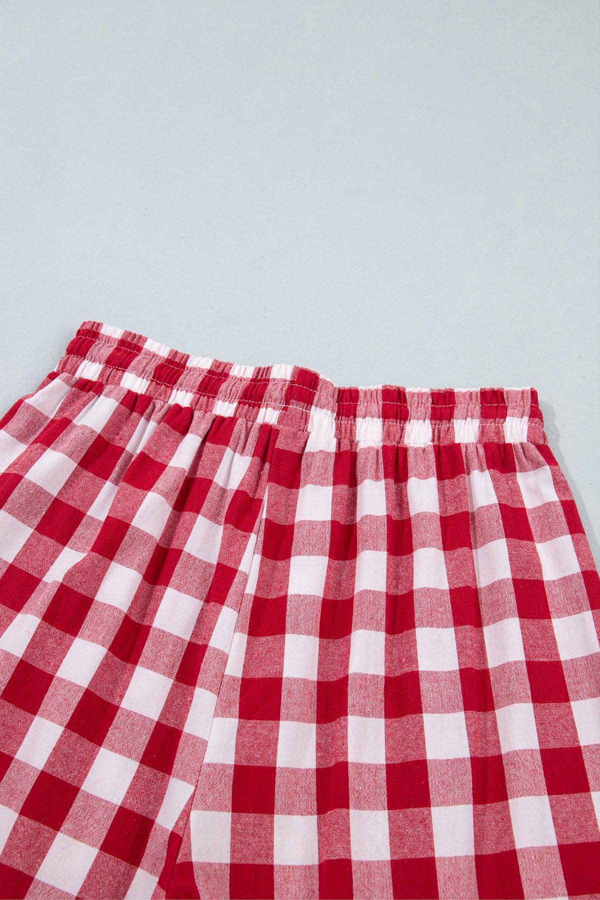 Gingham Plaid Tie Elastic Waist Shift Pants