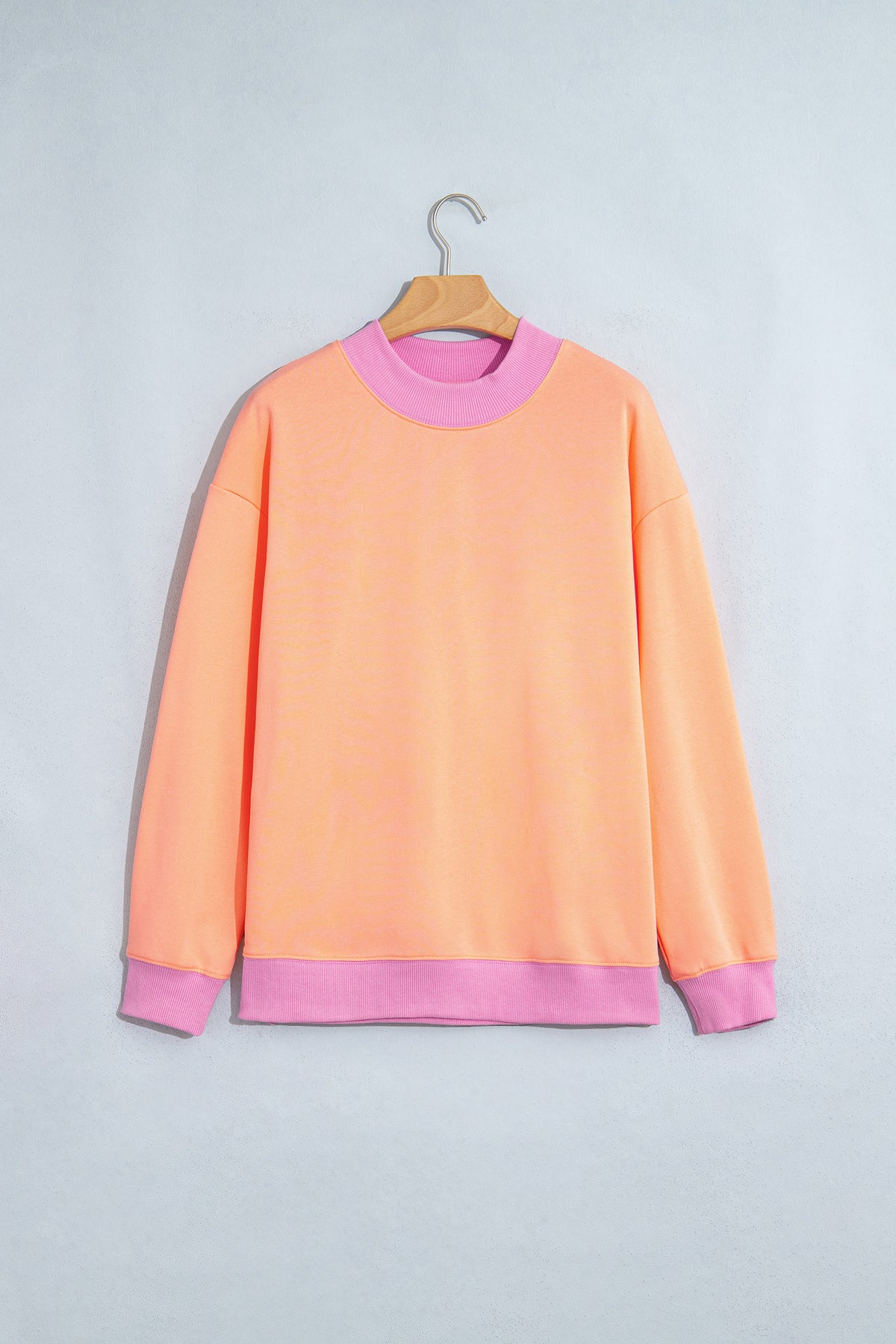 Colorblock Trim Crewneck Long Sleeve Pullover Sweatshirt