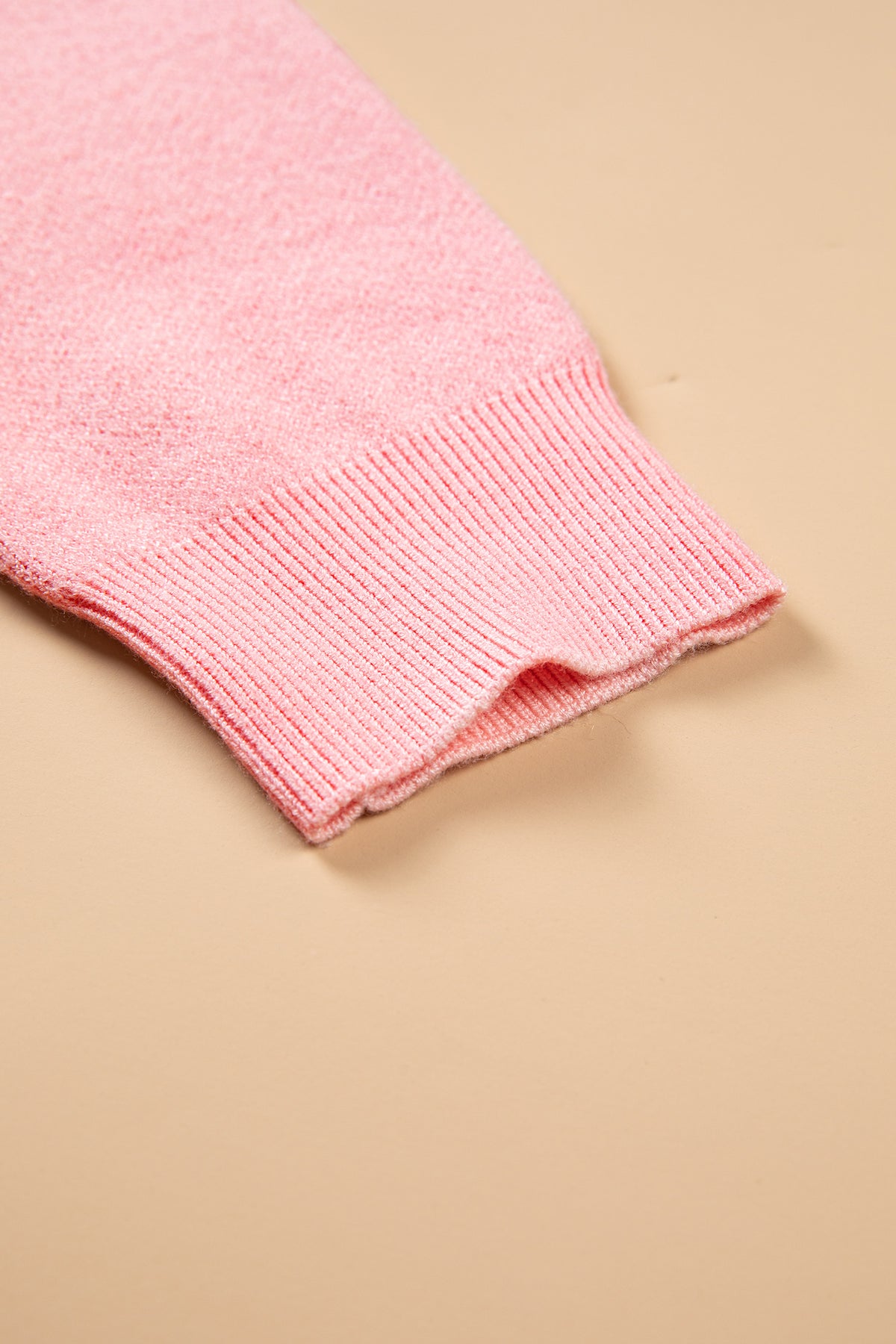 Pink Drop Shoulder Embroidery Sweater