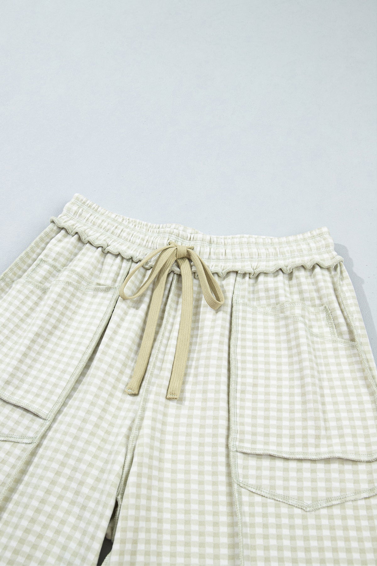 Plaid Contrast Trim Drawstring Elastic Waist Shift Pants