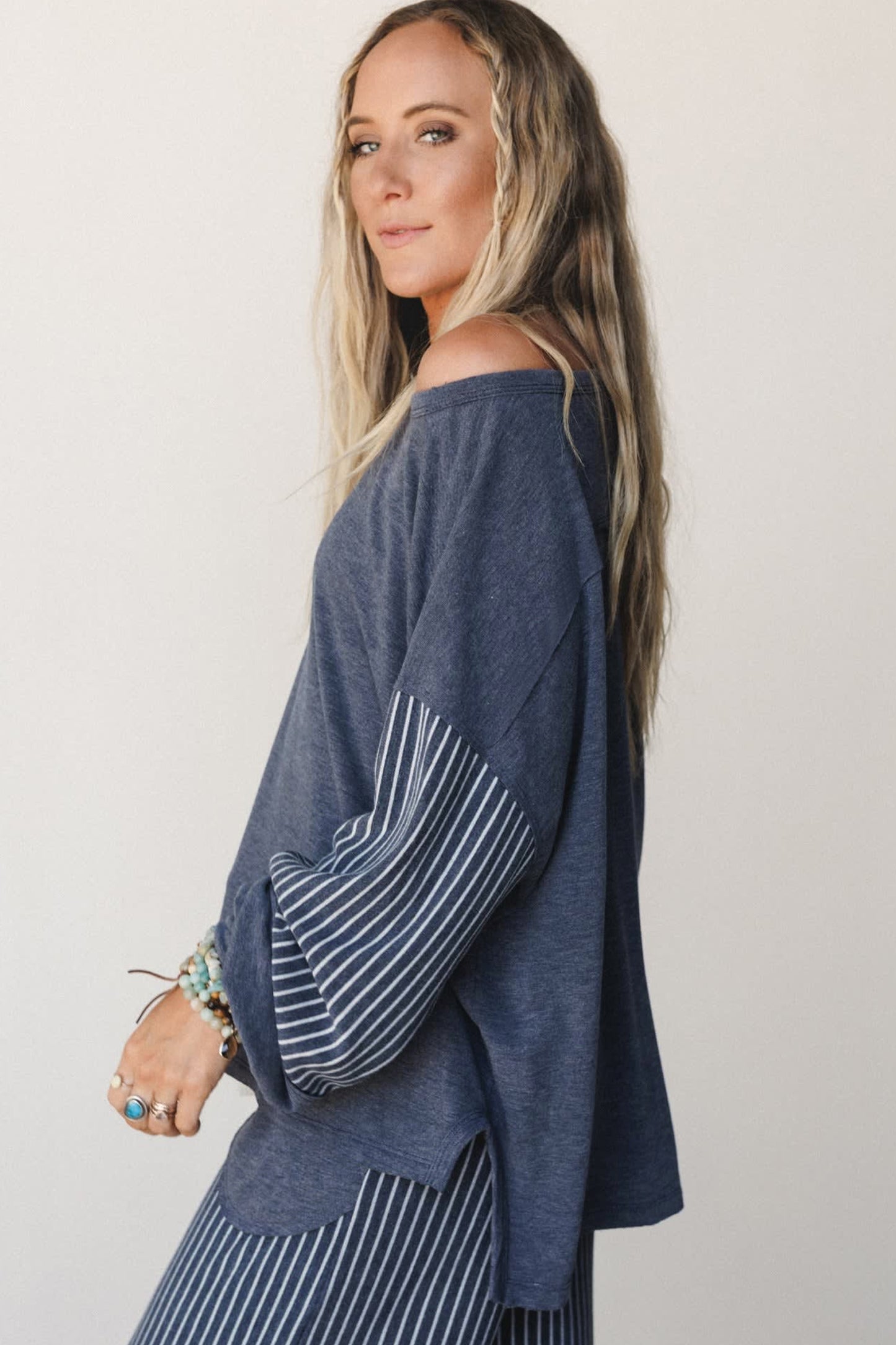 Raw Seam Patchwork Long Sleeve Top Pocket Casual Pants Set