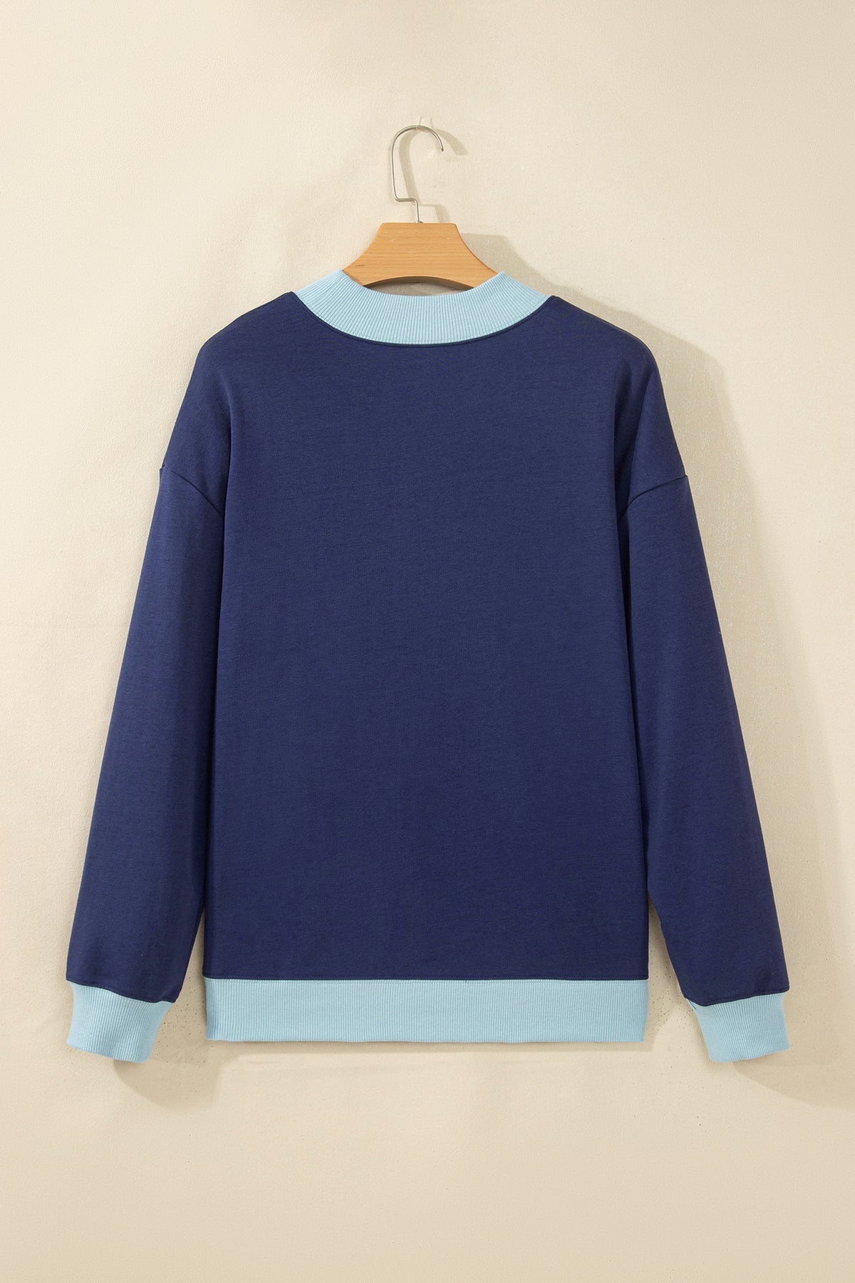 Colorblock Trim Crewneck Long Sleeve Pullover Sweatshirt