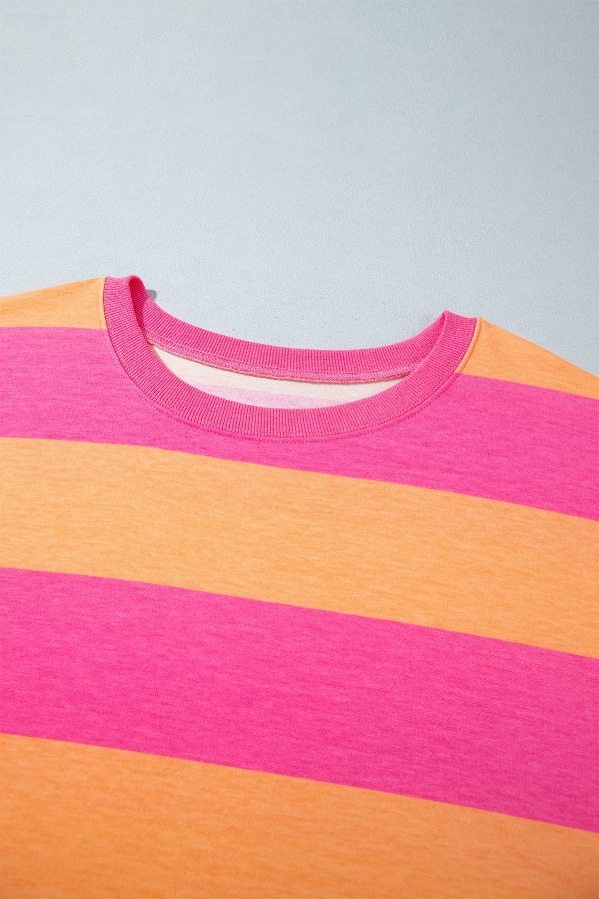 Pink + Orange Stripe Plus Size Long Sleeve Top Drawstring Short Set