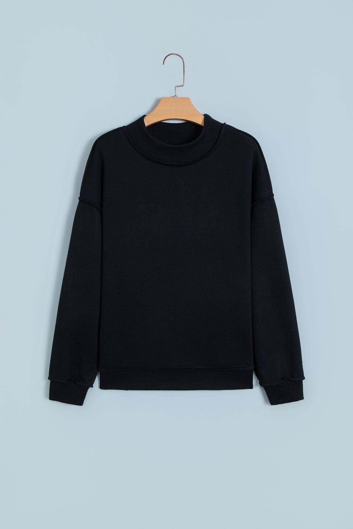 Oversized Drop Shoulder Reversible Mock Neck Sweatshirt