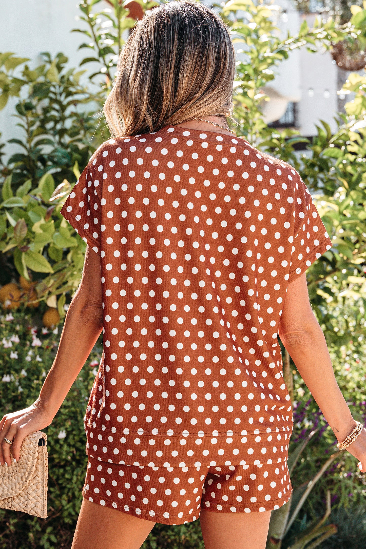 Pink Polka Dot Print Short Set