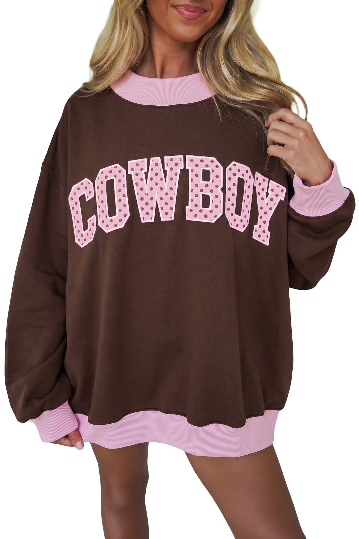 Polka Dot Letter Graphic Colorblock Sweatshirt