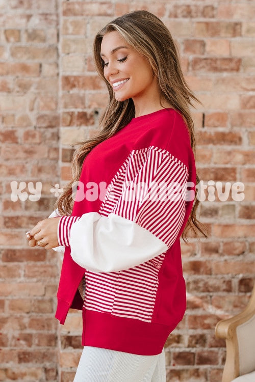 Red Striped Long Sleeve Top