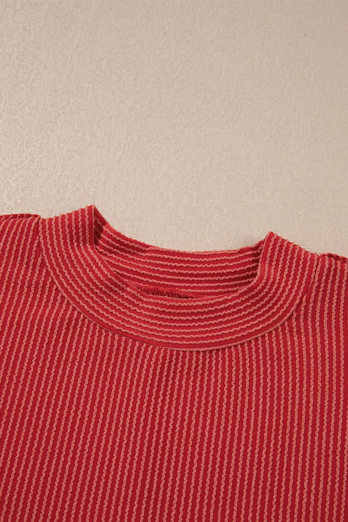 Fiery Red Twist Ribbed Top
