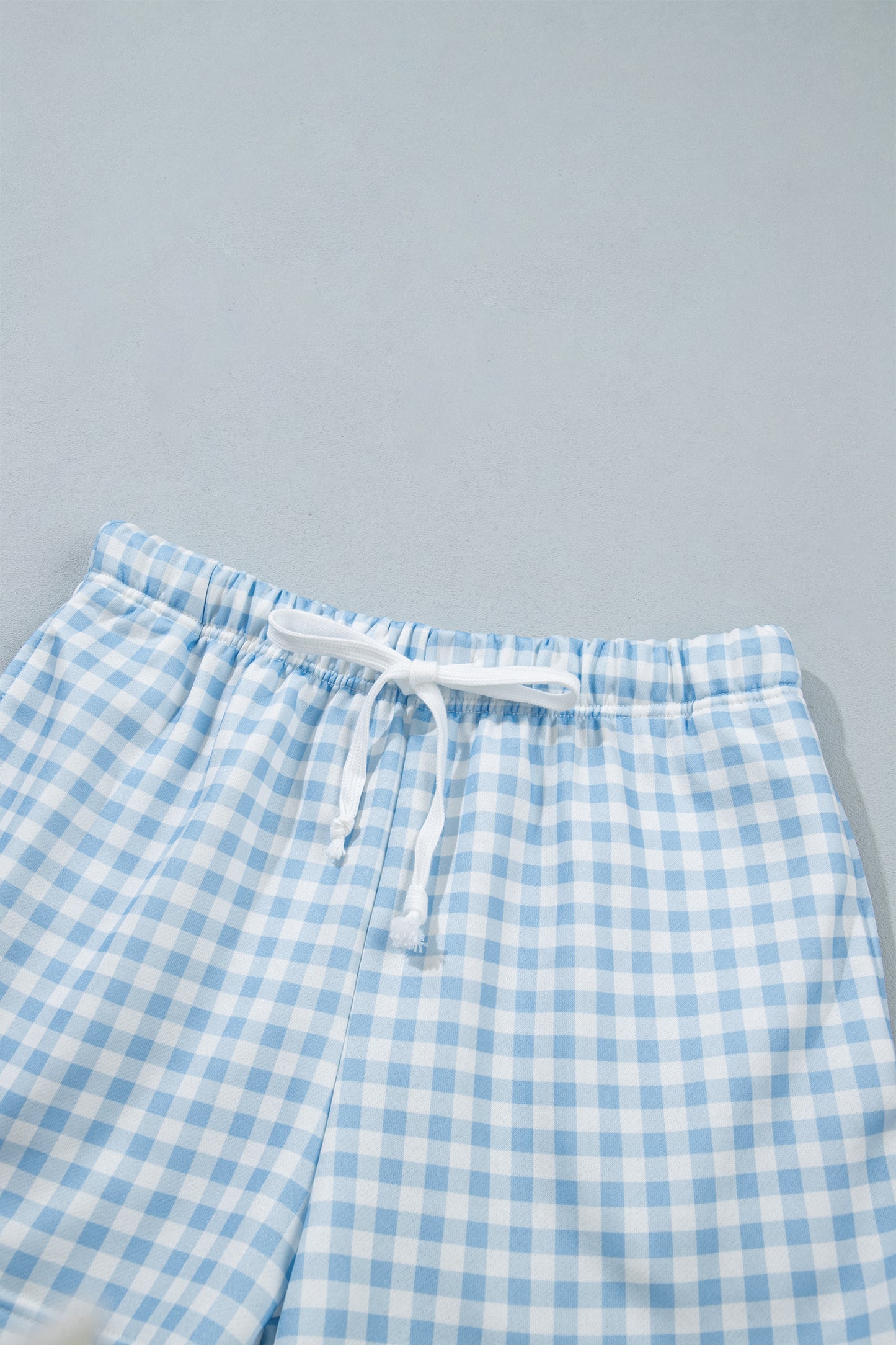 Pink Plaid Baggy Pullover Drawstring Casual Shorts 2pcs Outfit
