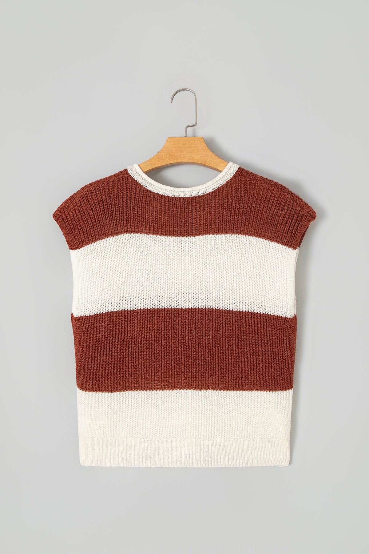 Stripe Striped Colorblock Knit V Neck Short Sleeve Loose Sweater
