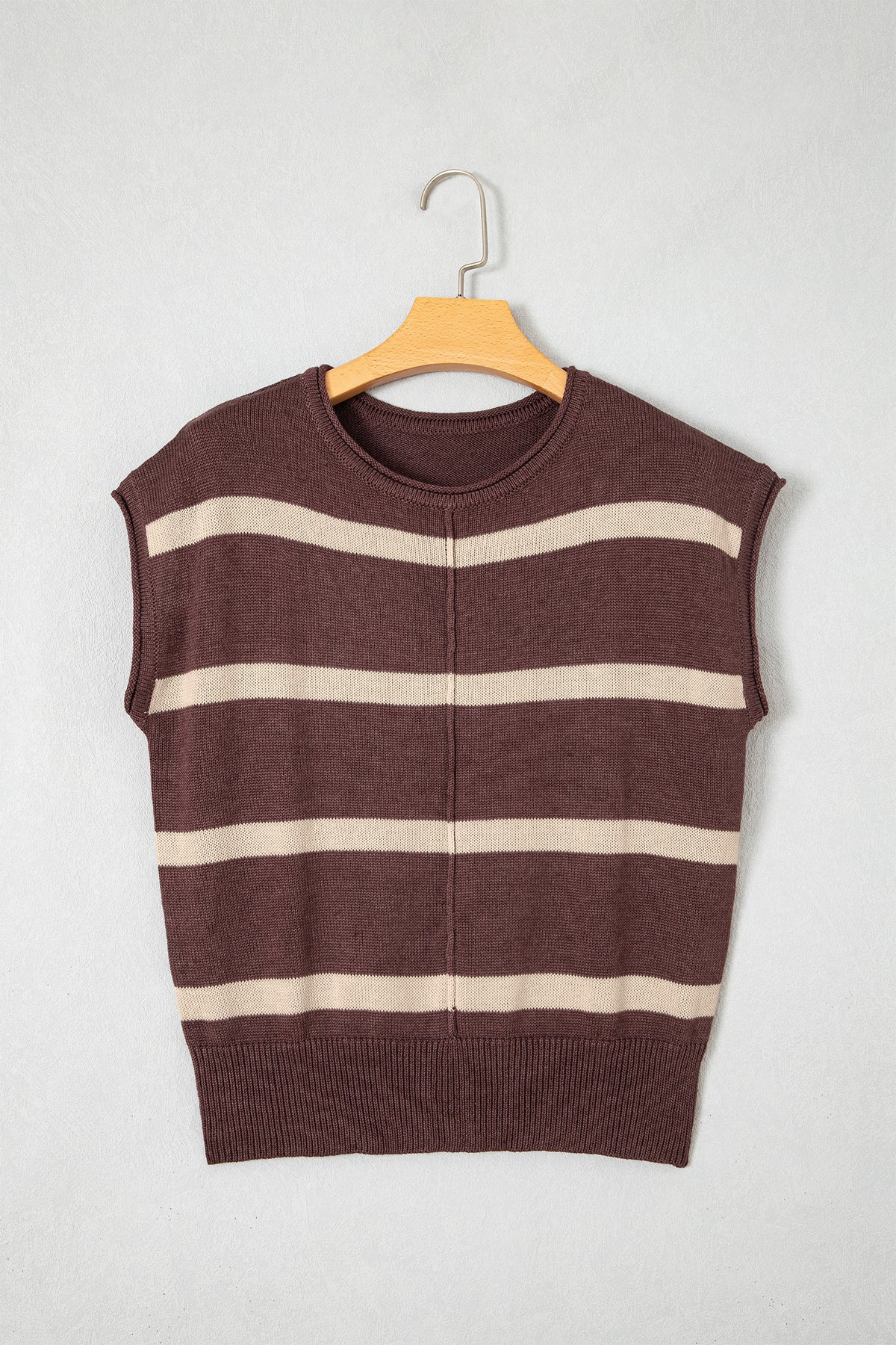 Striped Knit Short Sleeve Sweater