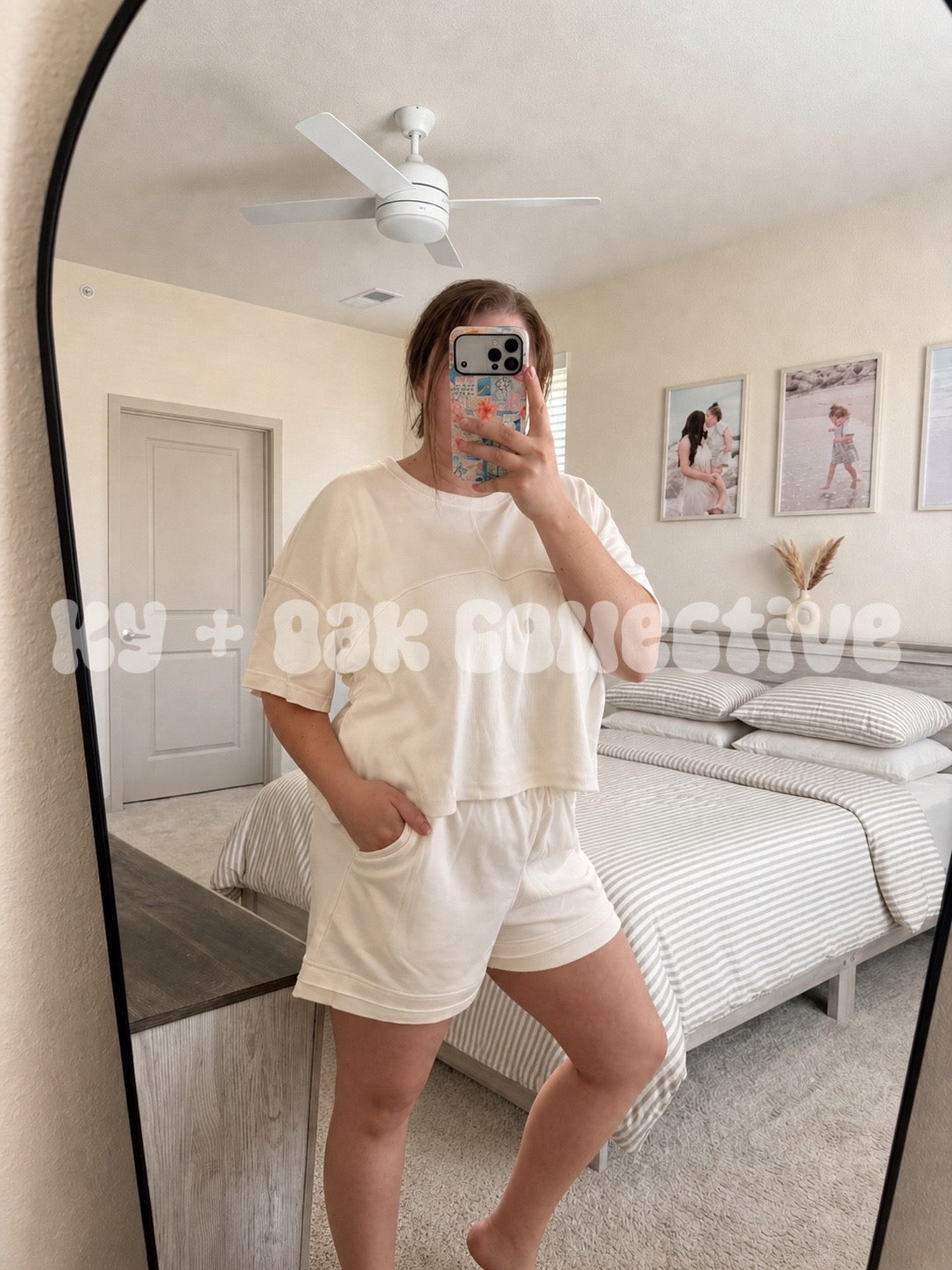 Cream Solid Raw Edge Lounge Set