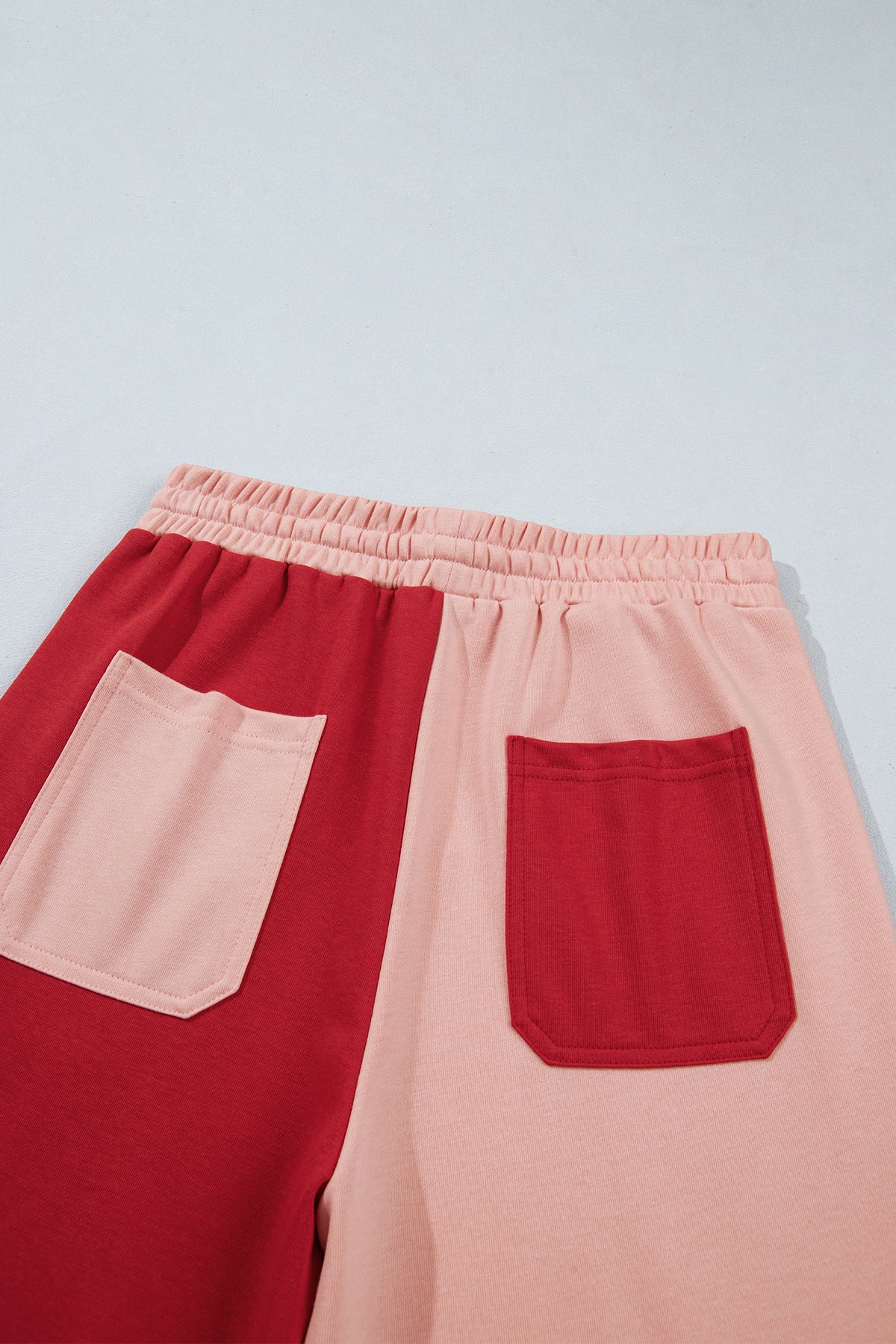 Raw Seam Colorblock Wide Leg Ankle Length Pants