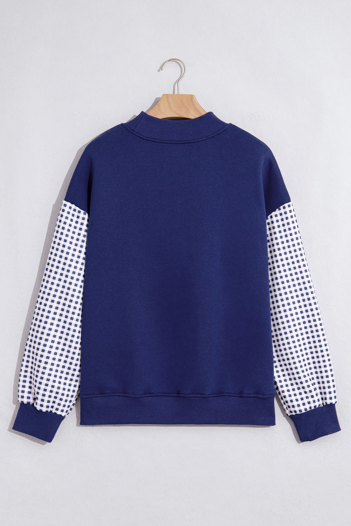 Plaid Sleeve Colorblock Loose Sweatshirt