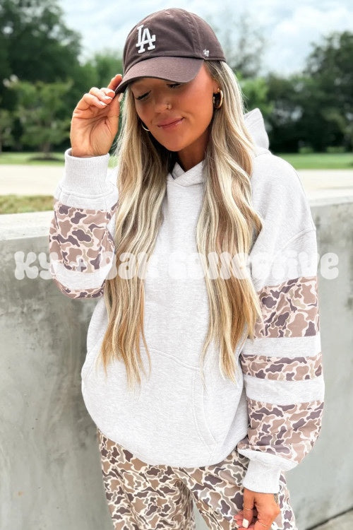 Light Grey Patchwork Camo Hoodie