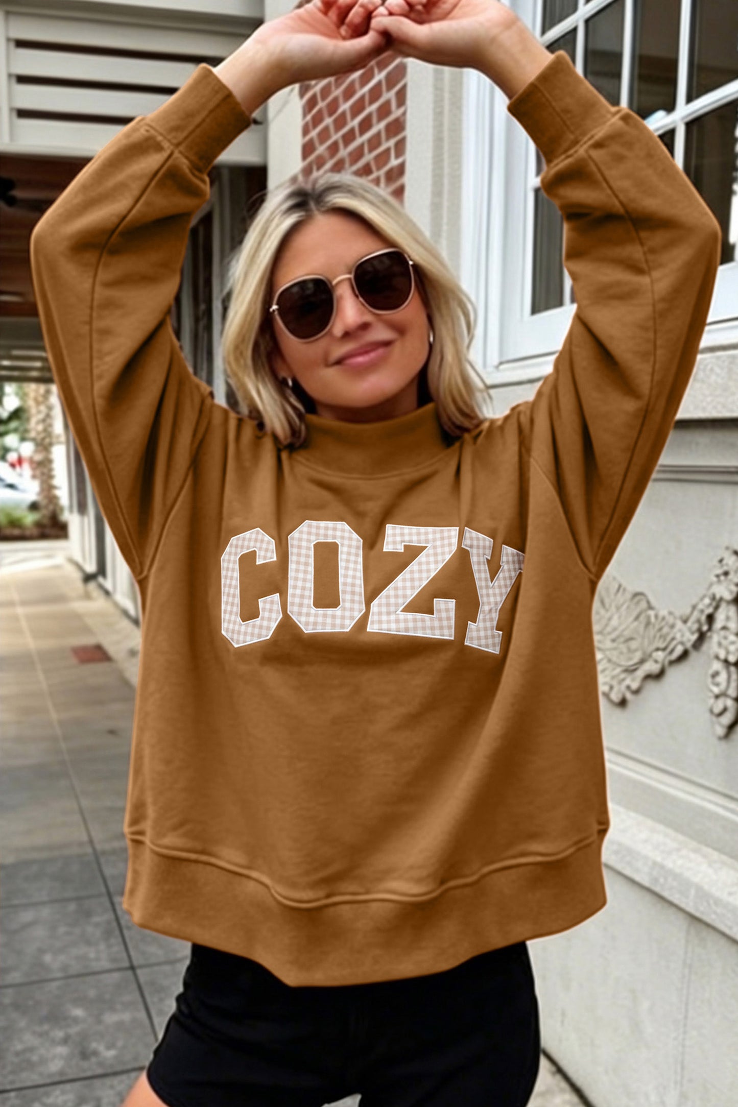 Chestnu COZY Embroidered Long Sleeve Sweatshirt