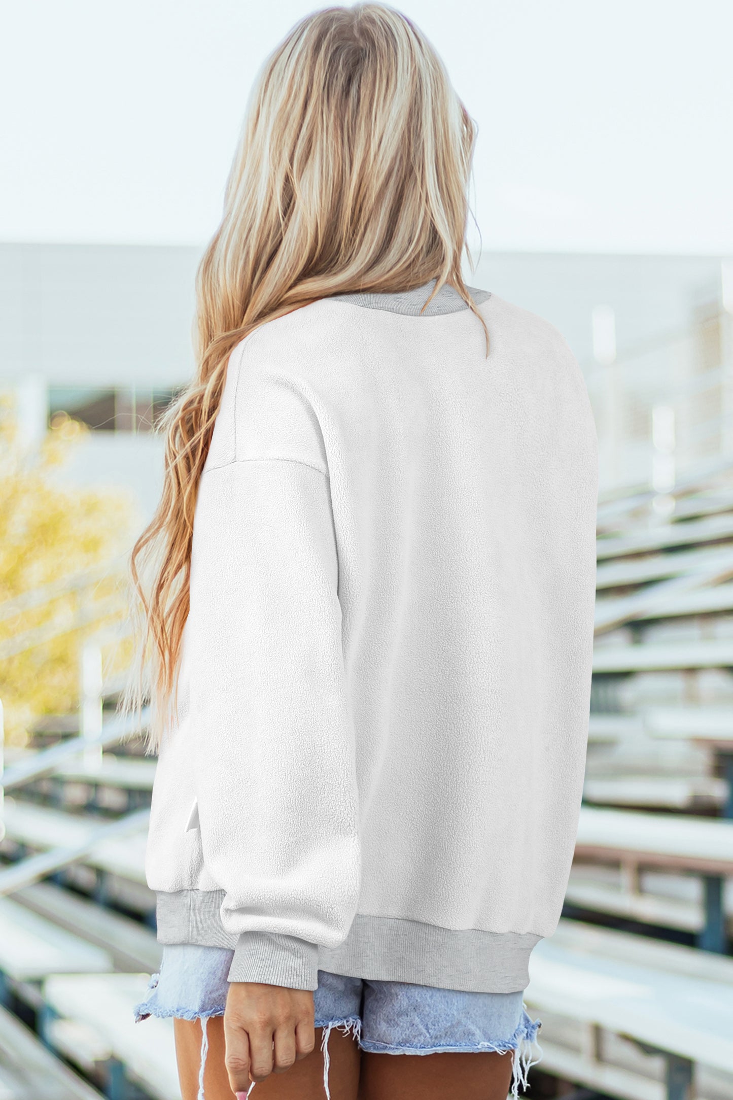 Oversized Drop Shoulder Reversible Mock Neck Sweatshirt