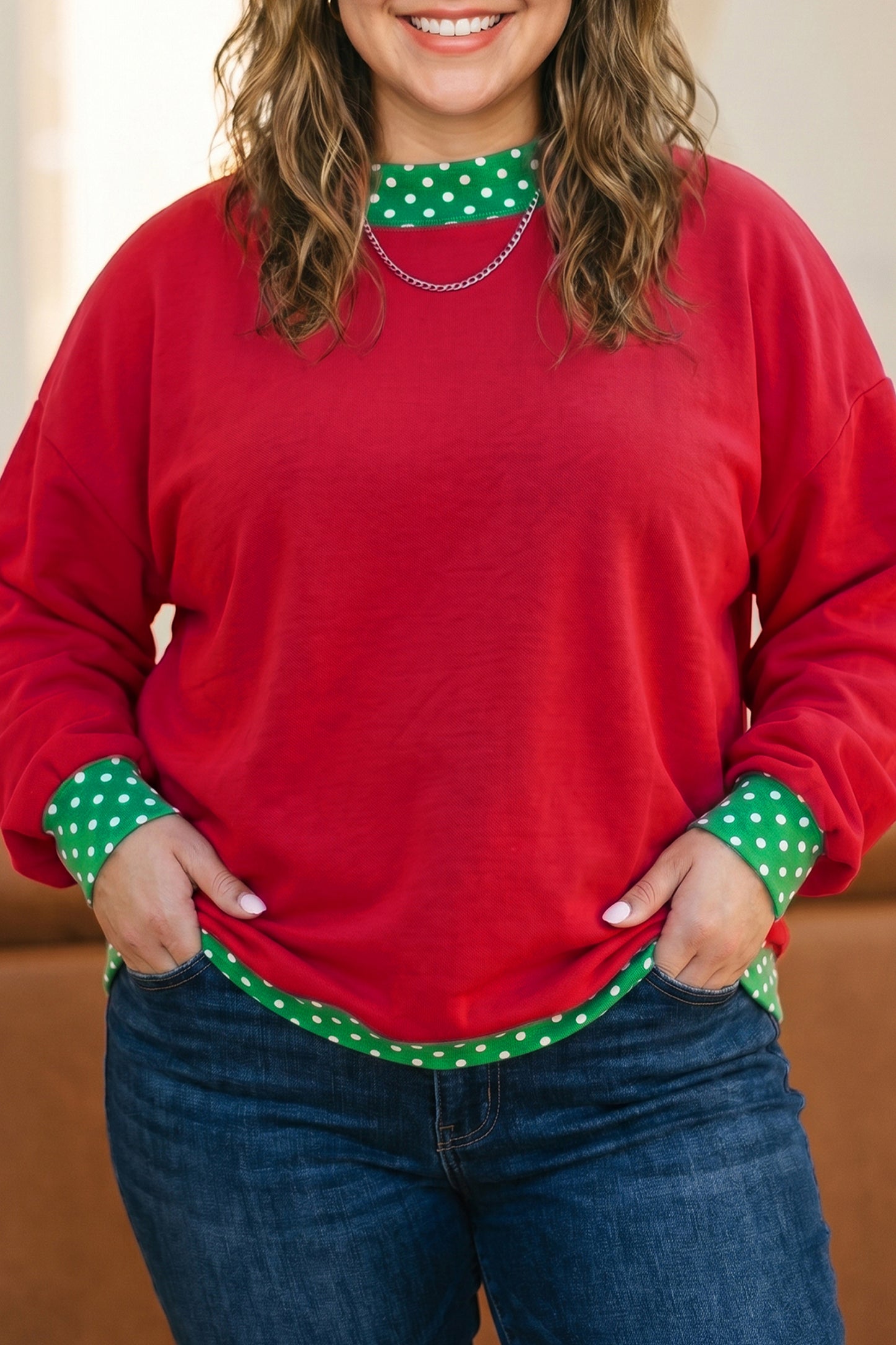 Polka Dot Accents Sweatshirt