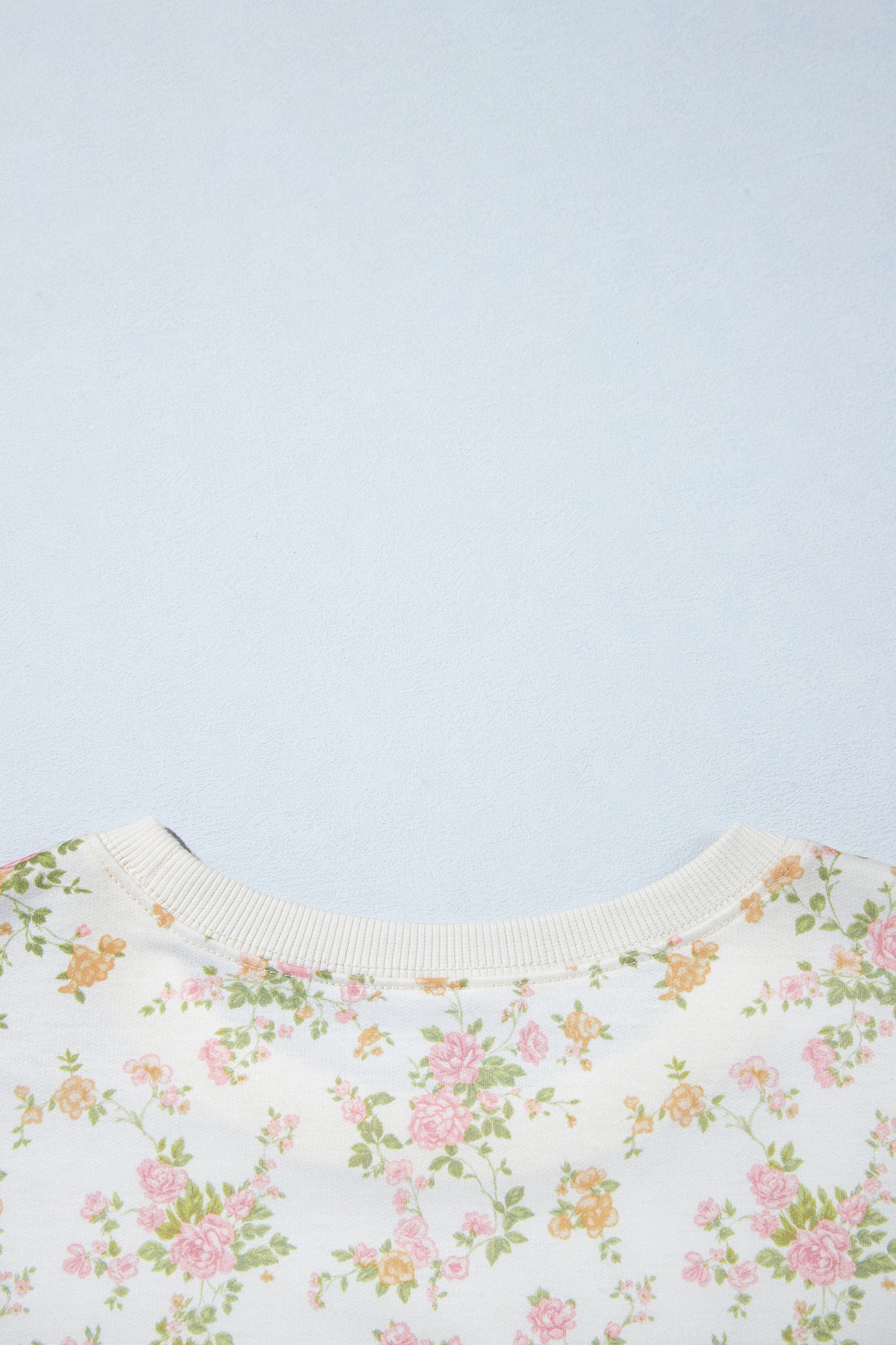Beige Floral Print Long Sleeve Shift Top Pocketed Shorts Set
