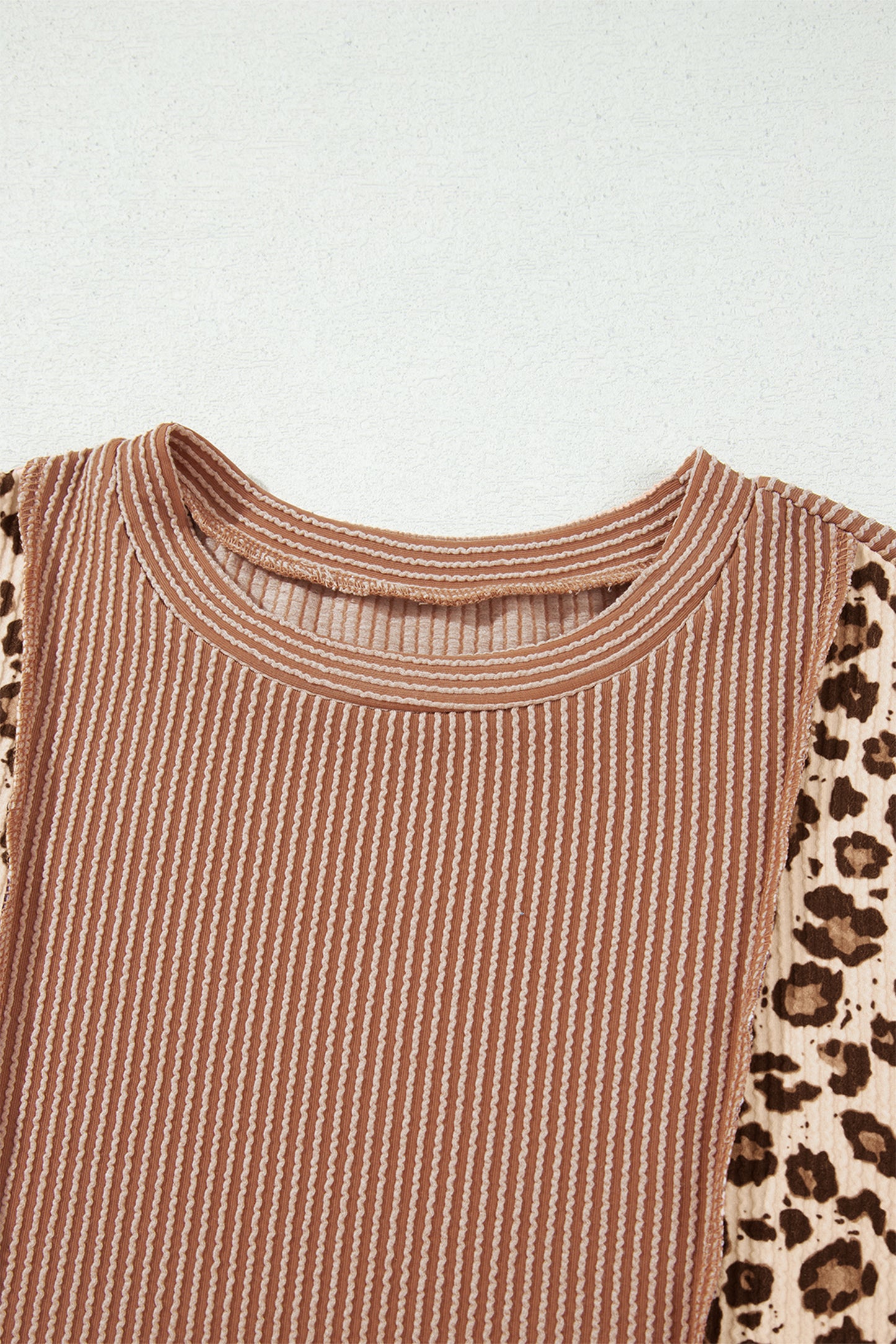 DUNE Leopard Print Colorblock Ribbed Knit Top