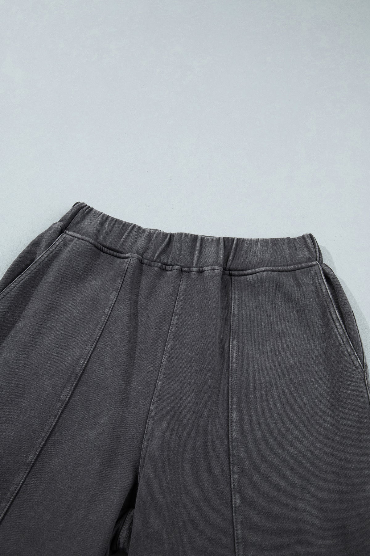 Mineral Wash Seam Detail Elastic Waist Barrel Pants
