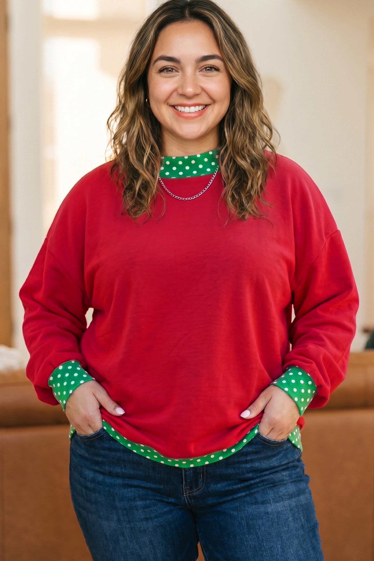Polka Dot Accents Sweatshirt